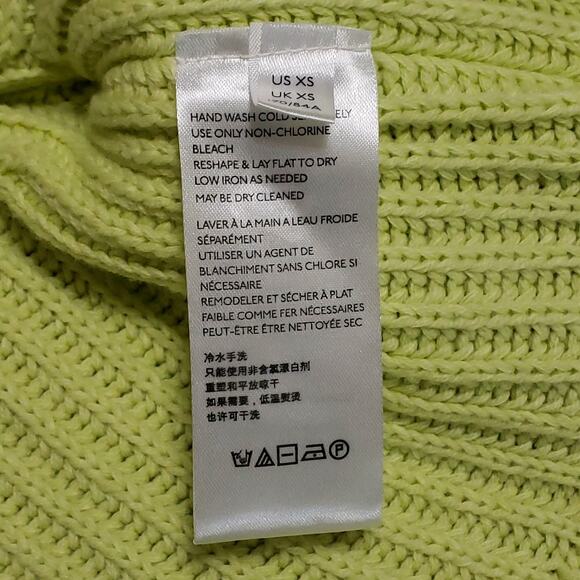 Free People Layer Cake Sweater Key Lime Green Sz XS Ribbed Asymmetric Turtleneck - Picture 8 of 13